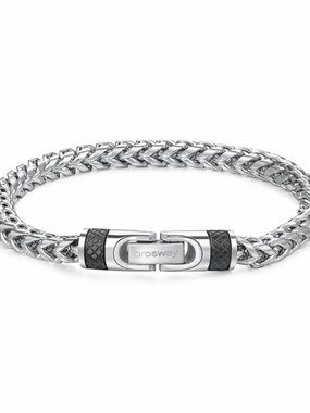 BROSWAY — FRANCO CHAIN BRACELET — SILVER & BLACK